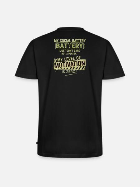 Zero Motivation Social Battery - Men's Premium Organic T-shirt with V-neck - black
