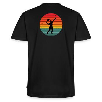 tennis, fan de tennis, match de tennis - T-shirt encolure en V Premium bio Homme - noir - Dos - Nico (187cm)