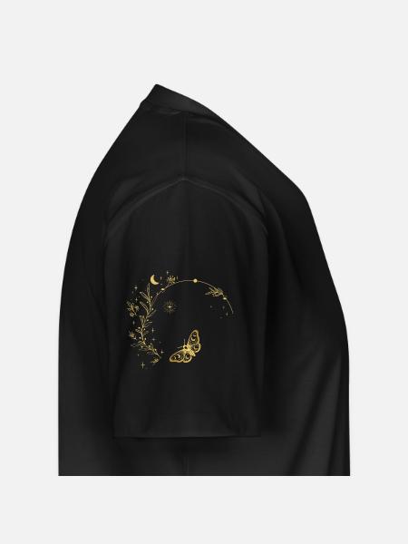 Golden Moon Leaves Circle Frame - Men's Premium Organic T-shirt with V-neck - black
