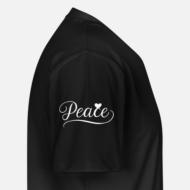 Peace - Frieden mit Herz Handschrift Illustration - Männer Premium Bio T-Shirt mit V-Ausschnitt - Schwarz