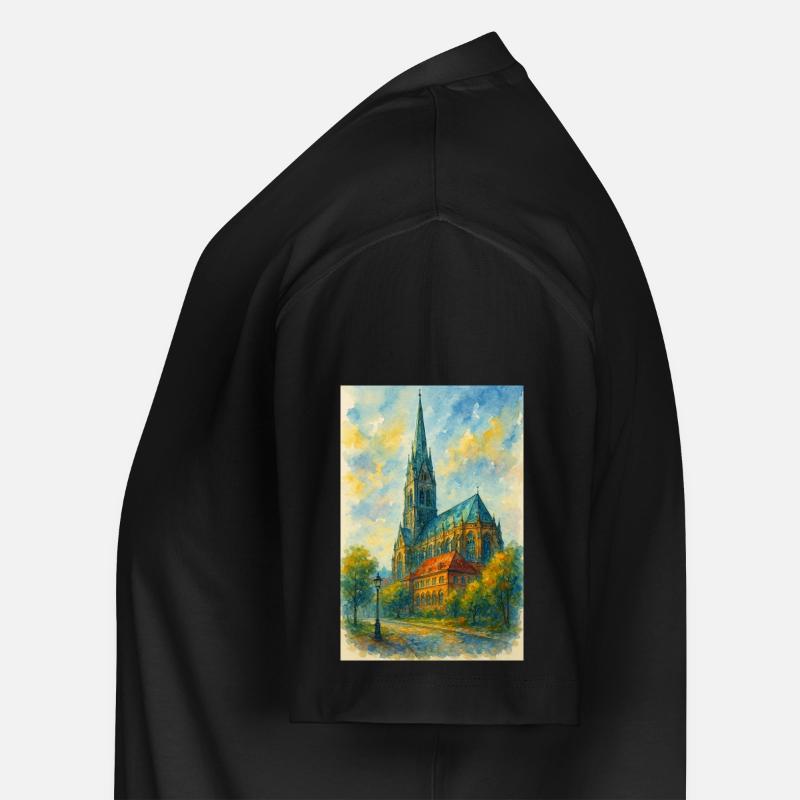 Gothische Kirche im impressionistischen Stil - Männer Premium Bio T-Shirt mit V-Ausschnitt - Schwarz