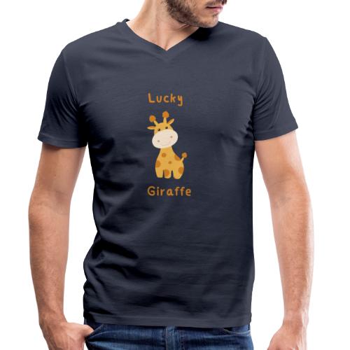 Lucky Giraffe - Ekologiczna koszulka męska Stanley/Stella z dekoltem w serek