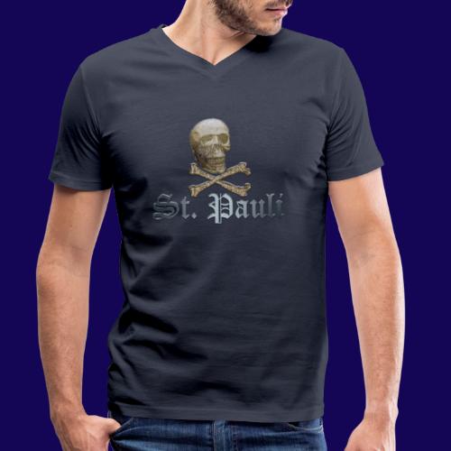 St. Pauli (Hamburg) Piraten Symbol mit Schädel - Männer Bio-T-Shirt mit V-Ausschnitt von Stanley & Stella
