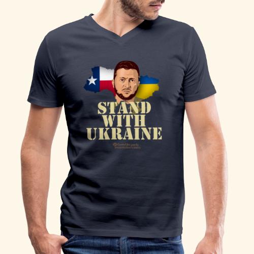 Texas Stand with Ukraine T-Shirt Design - Männer Bio-T-Shirt mit V-Ausschnitt von Stanley & Stella