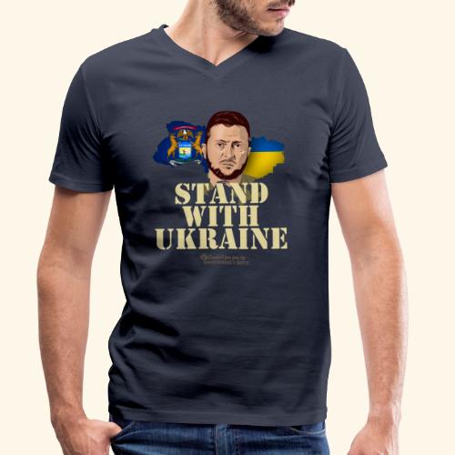 Ukraine Michigan Fahnen Porträt Selenskyj - Männer Bio-T-Shirt mit V-Ausschnitt von Stanley & Stella