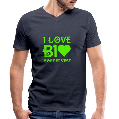 I LOVE BIO FORT ET VERT - T-shirt bio col V Stanley/Stella Homme