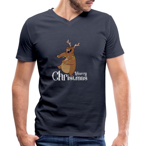 orso cervo Merry Christmas - T-shirt ecologica da uomo con scollo a V di Stanley/Stella 