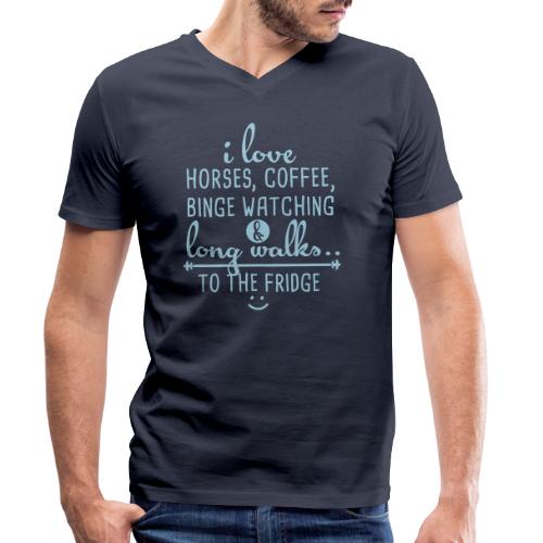 Ich liebe Pferde, Kaffee und lange Spaziergänge - Stanley/Stella Männer Bio-T-Shirt mit V-Ausschnitt