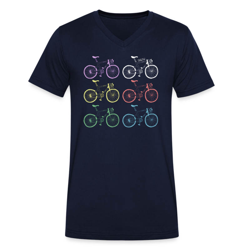 Kleurrijke fietsen - Mannen bio T-shirt met V-hals van Stanley & Stella