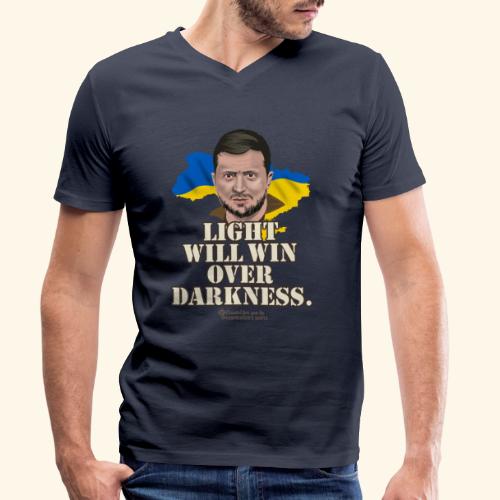 Selenskyj Zitat Licht und Dunkelheit - Männer Bio-T-Shirt mit V-Ausschnitt von Stanley & Stella