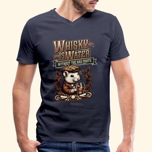 Whisky T-Shirt Design Maus mit Glas Scotch - Stanley/Stella Männer Bio-T-Shirt mit V-Ausschnitt