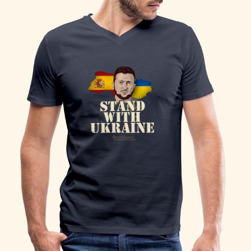 Ukraine Spanien Unterstützer T-Shirt Design - Männer Bio-T-Shirt mit V-Ausschnitt von Stanley & Stella