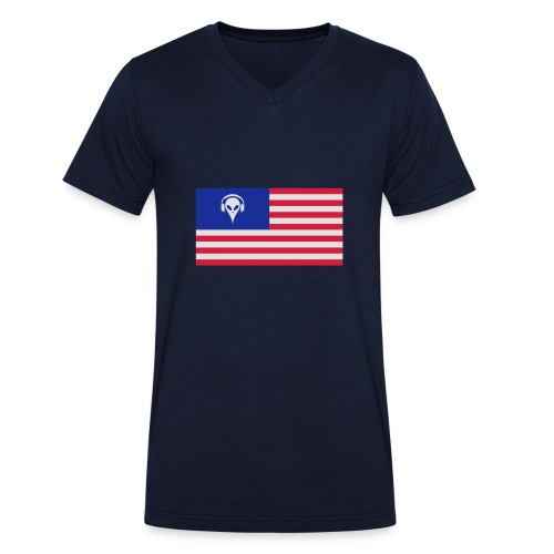 Football T-Shirt USA - Men's Organic V-Neck T-Shirt by Stanley & Stella