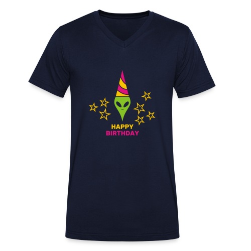 Tillykke med fødselsdagen - Økologisk Stanley & Stella T-shirt med V-udskæring til herrer