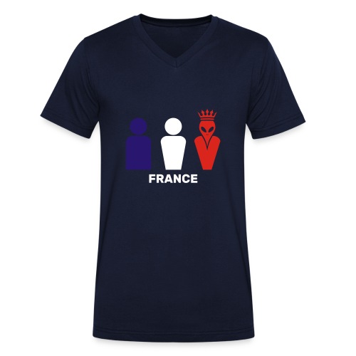 Frankrig trøje - Økologisk Stanley & Stella T-shirt med V-udskæring til herrer