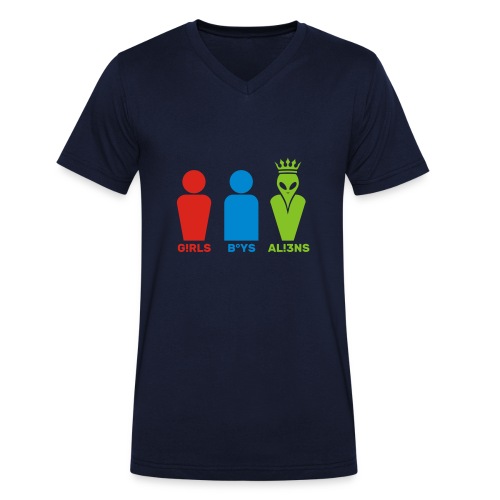 Piger Drenge Aliens - Økologisk Stanley & Stella T-shirt med V-udskæring til herrer
