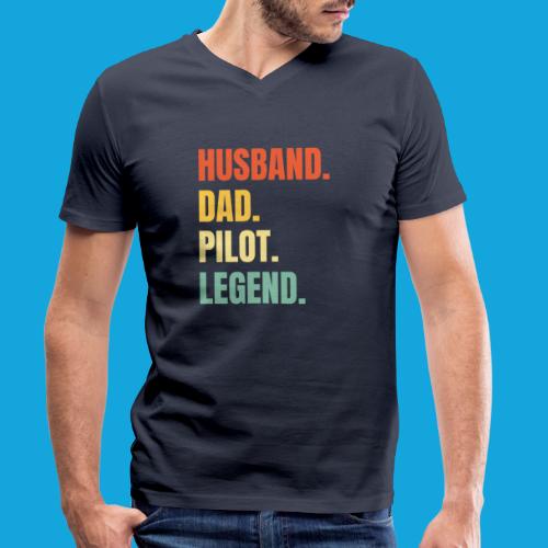 Husband Dad Pilot Legend - Stanley/Stella Männer Bio-T-Shirt mit V-Ausschnitt