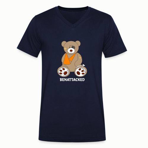 Giant Teddy Bear (for dark background) - Men's Organic V-Neck T-Shirt by Stanley & Stella