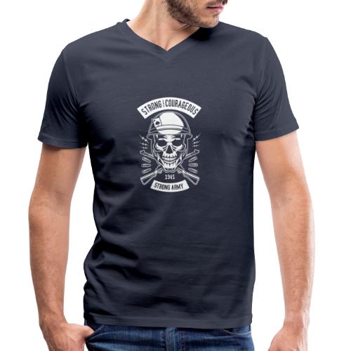 Army Skull - Vit - Ekologisk T-shirt med V-ringning herr från Stanley & Stella