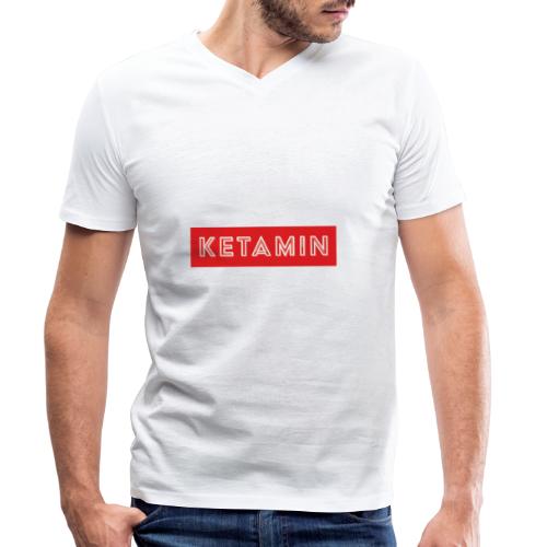 KETAMIN Rock Star - White/Red - Modern - Men's Organic V-Neck T-Shirt by Stanley & Stella