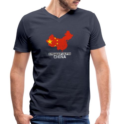 Straight Outta China country map - Stanley/Stella Men's Organic V-Neck T-Shirt 