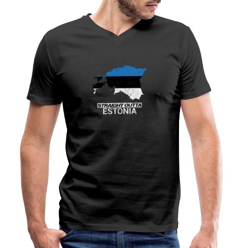 Straight Outta Estonia country map - Stanley/Stella Men's Organic V-Neck T-Shirt 
