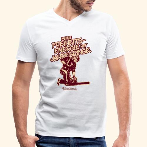 Freiheitsenergie hat Jahresringe Holzfällerspruch - Stanley/Stella Männer Bio-T-Shirt mit V-Ausschnitt