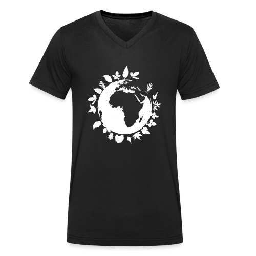 leaf globe white - Ekologisk T-shirt med V-ringning herr från Stanley & Stella