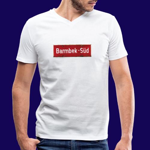 HAMBURG Barmbek Sued Ortsschild rot antik - Männer Bio-T-Shirt mit V-Ausschnitt von Stanley & Stella
