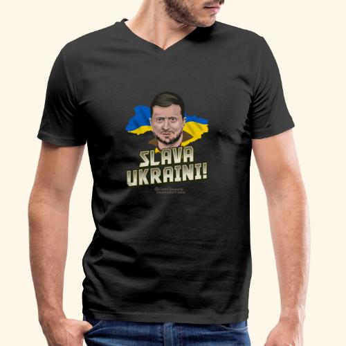 Zelensky Porträt und Slogan Ruhm der Ukraine - Stanley/Stella Männer Bio-T-Shirt mit V-Ausschnitt