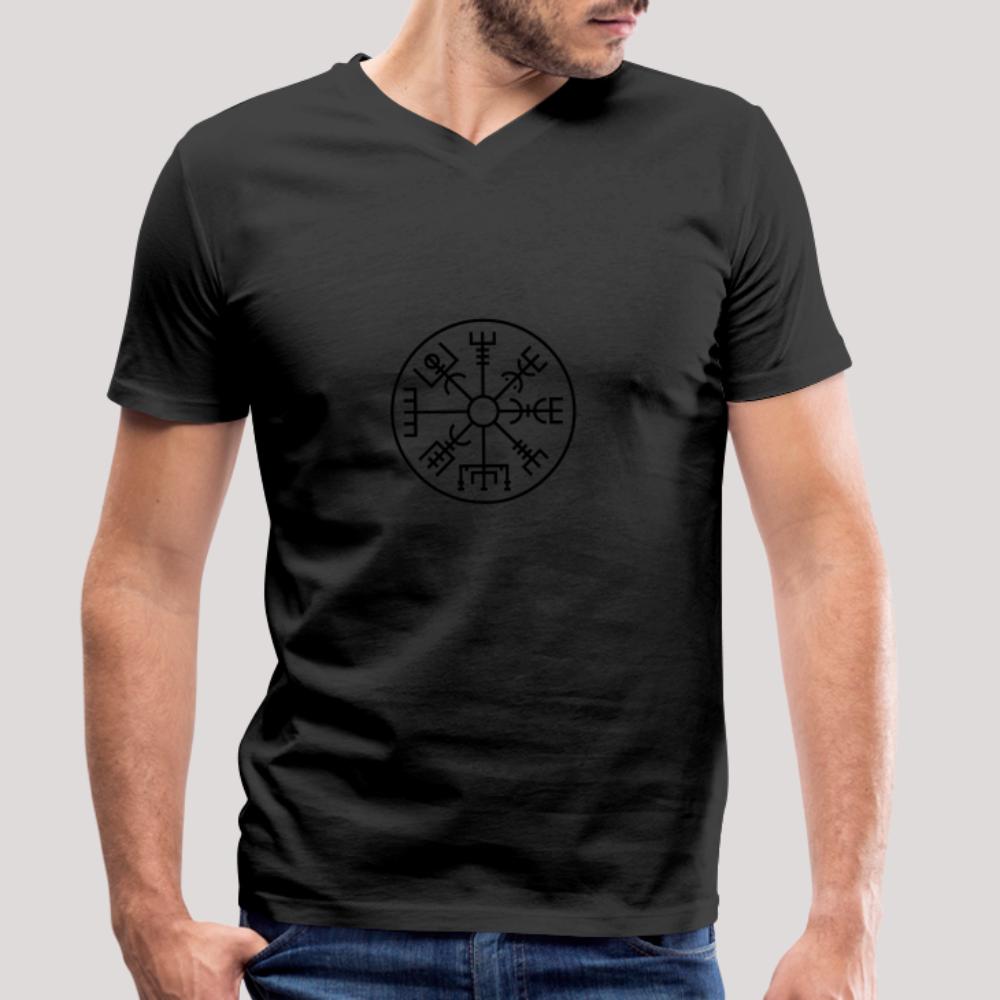 Vegvisir Kreis - Männer Bio-T-Shirt mit V-Ausschnitt von Stanley & Stella Schwarz