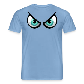 Maquette de T-shirt homme « Yeux Cartoon Enervés : En Mode Pas Content » à imprimer et personnaliser