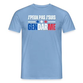 Maquette de T-shirt homme « T-Shirt Humour "J'peux Pas J'suis Gendarme" - Idée Cadeau Originale » à imprimer et personnaliser