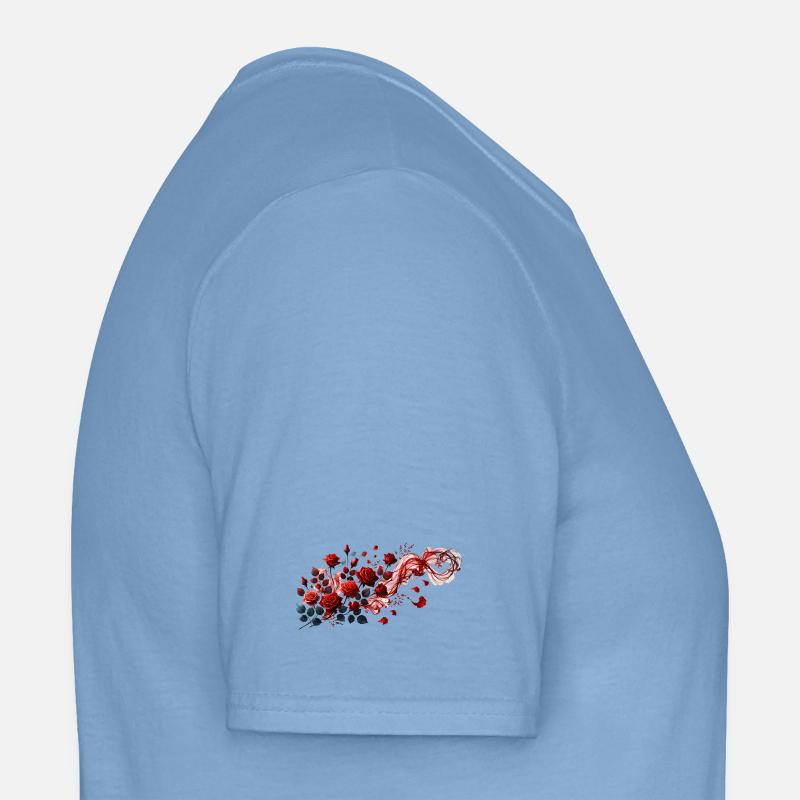 Red roses with an elegant smoke loop Men’s T-shirt