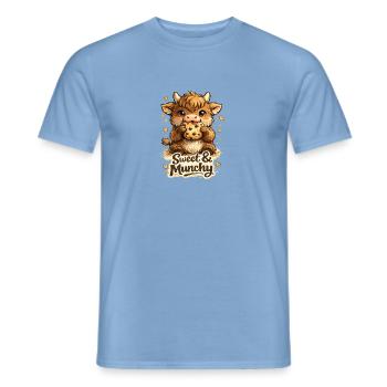 Süßer Plüsch-Ox mit Keks - Männer T-Shirt - Carolina Blue - Vorne - AI Model Male 178 light (178cm)