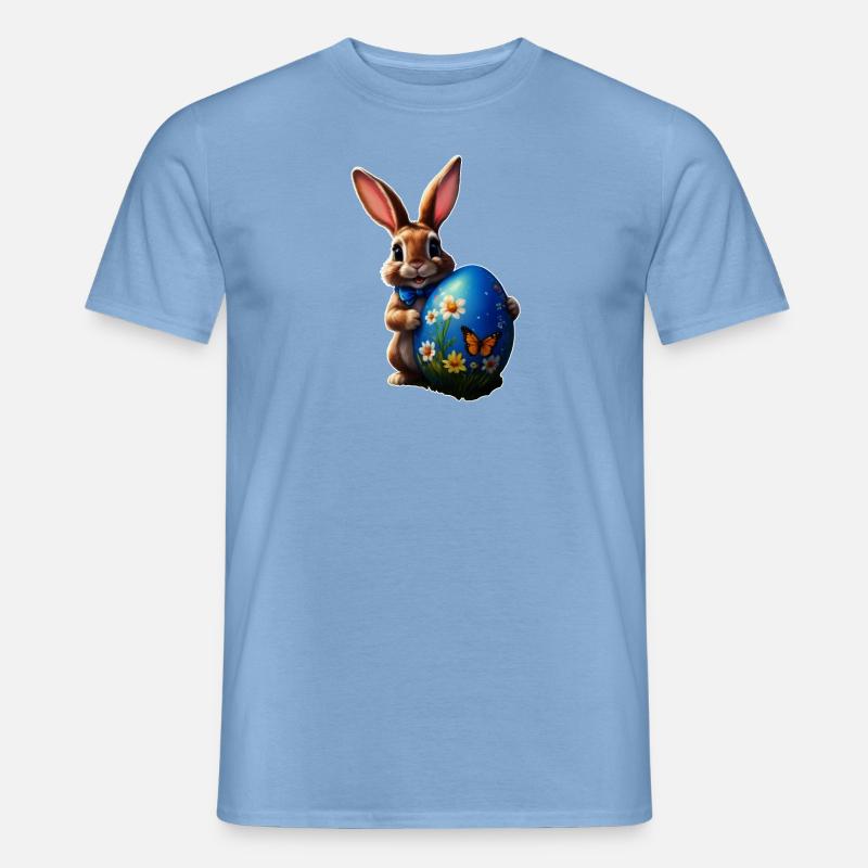 Little Easter Bunny with Blue Easter Egg - Men's T-Shirt - carolina blue