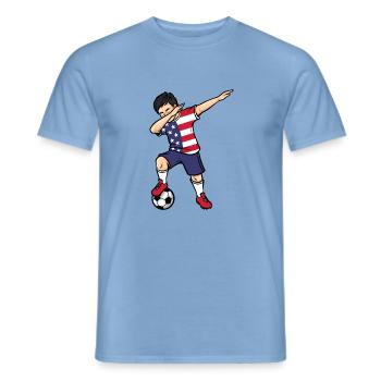 USA Dabbing Soccer Player Boys America Soccer - Heren T-shirt - carolina blue - Voor - AI Model Male 178 light (178cm)