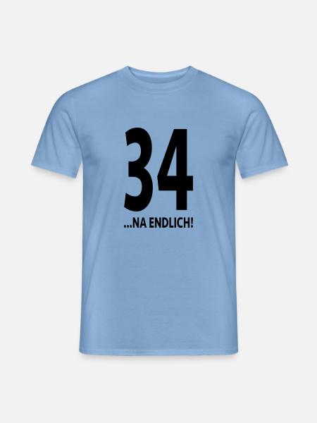 34. Geburtstag Geschenkidee - Männer T-Shirt - Carolina Blue