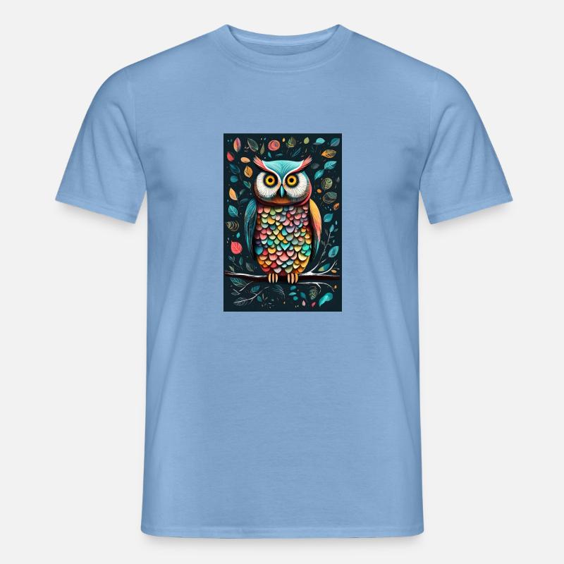 Bunte Eule - Männer T-Shirt - Carolina Blue