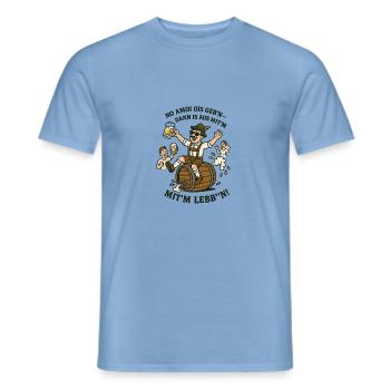 No amoi ois geb‘n - Männer T-Shirt - Carolina Blue - Vorne - AI Model Male 178 light (178cm)