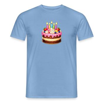 Gâteau d’anniversaire avec bougies - T-shirt homme - carolina blue - Devant - AI Model Male 178 light (178cm)