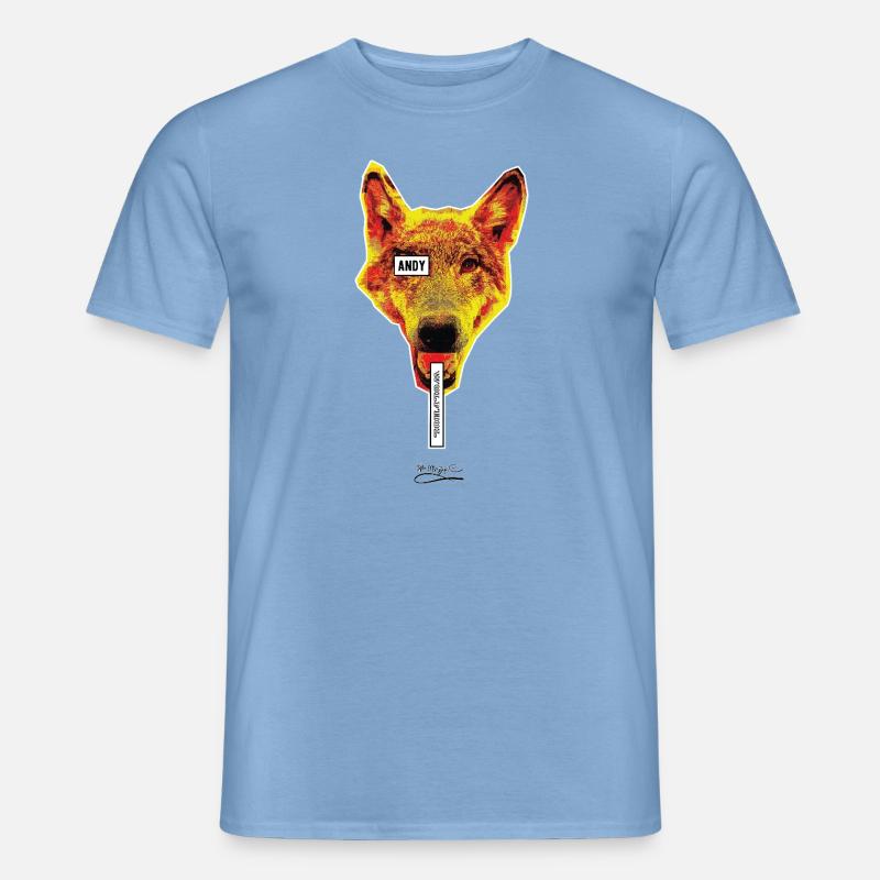 WOLFHOL - Männer T-Shirt - Carolina Blue