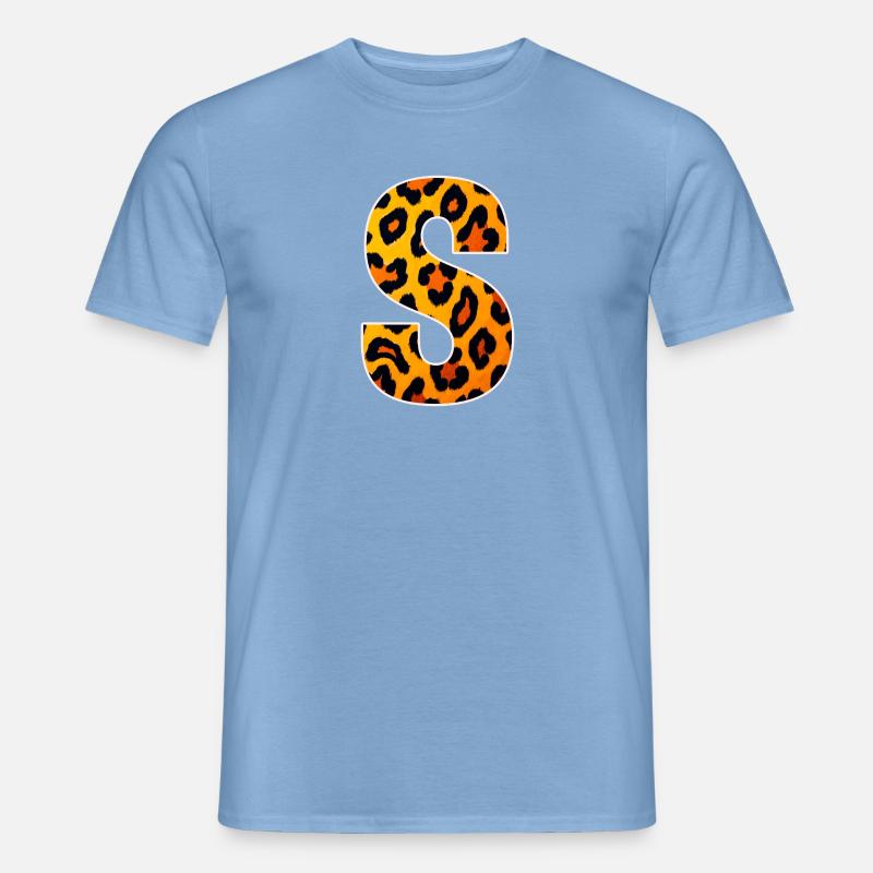 Leopardendruck S-Buchstabe - Männer T-Shirt - Carolina Blue