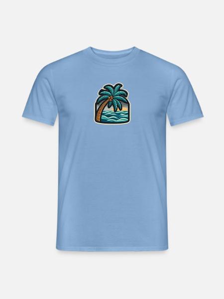 Palmenstrand Patch Sonnenuntergang - Männer T-Shirt - Carolina Blue