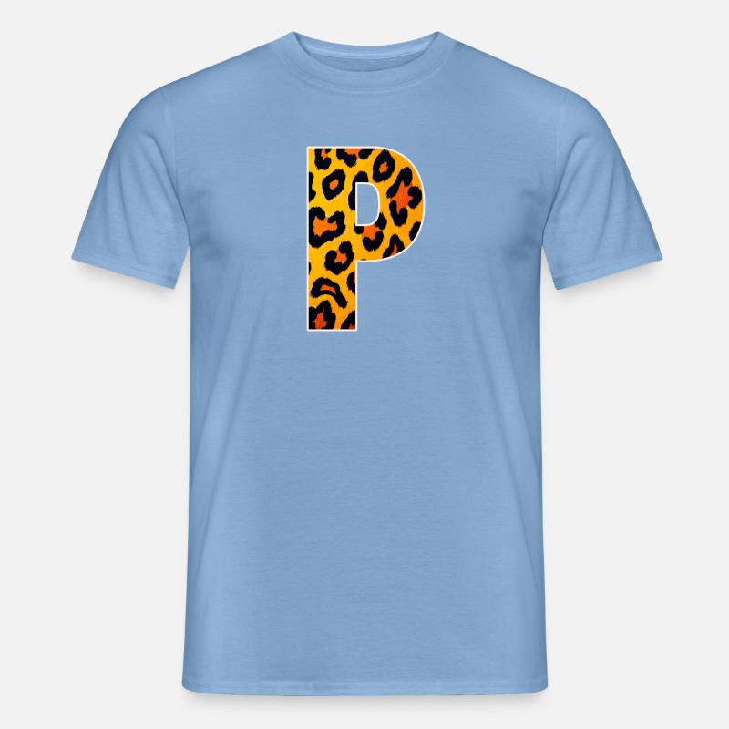 Leopard_Buchstabenmuster_-_P - Männer T-Shirt - Carolina Blue