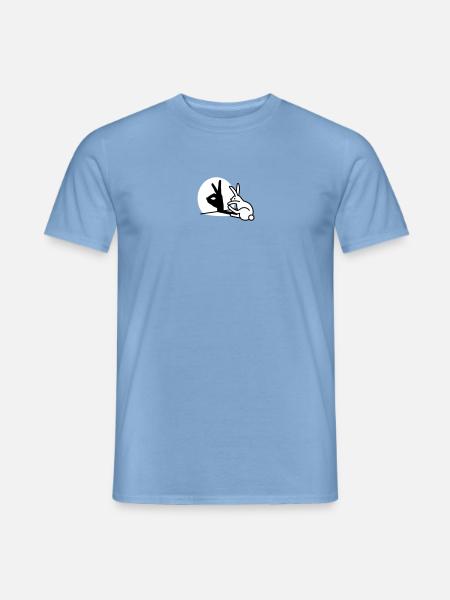 Funny Rabbit hand shadow puppets humor pop art - Men's T-Shirt - carolina blue