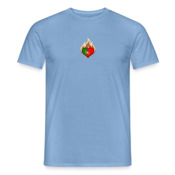Portugal Flag Heart on Fire - Männer T-Shirt - Carolina Blue - Vorne - AI Model Male 178 light (178cm)