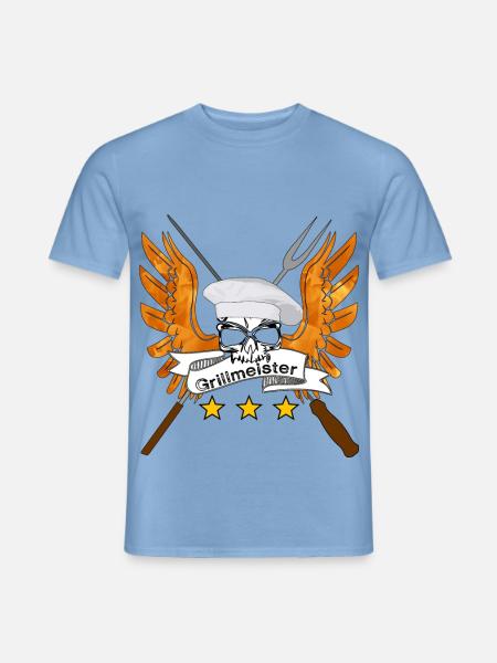 Grillmeister Schädel mit Flügeln - Männer T-Shirt - Carolina Blue