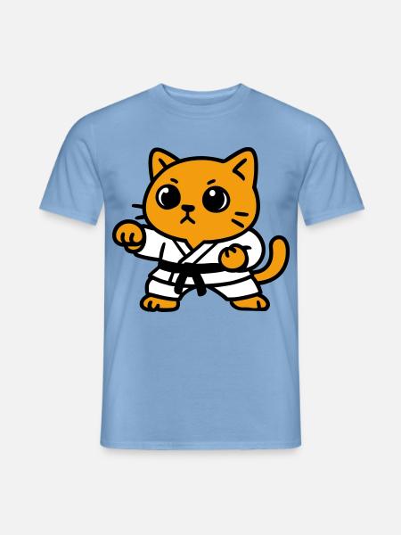 Cat fighter in karate suit - Men's T-Shirt - carolina blue