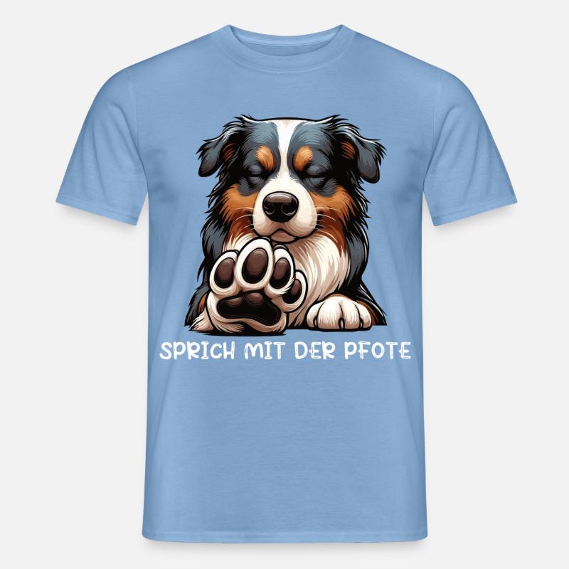 Sprich mit der Pfote Australian Shepherd Aussie  - Männer T-Shirt - Carolina Blue
